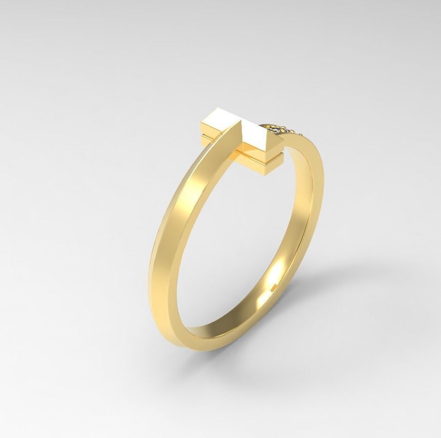 Tiffany T1 small diamond ring  all sizes 3D print model_6