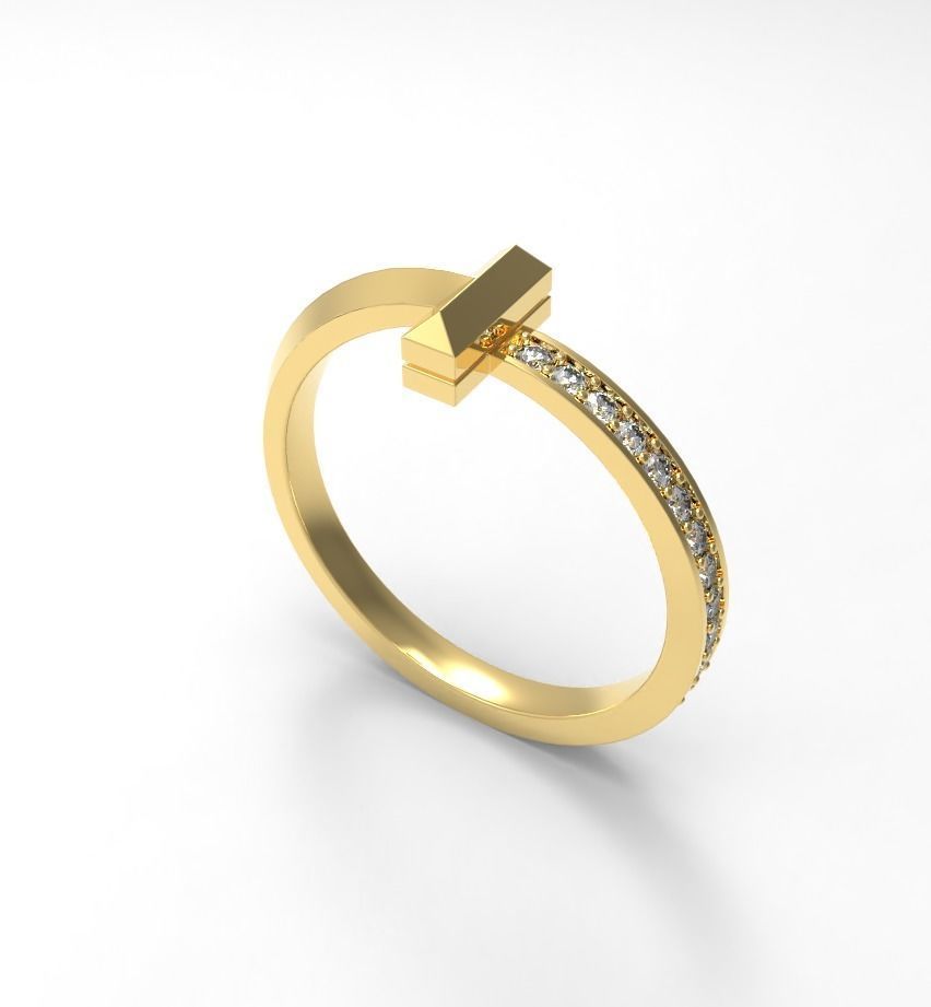 Tiffany T1 small diamond ring  all sizes 3D print model_3