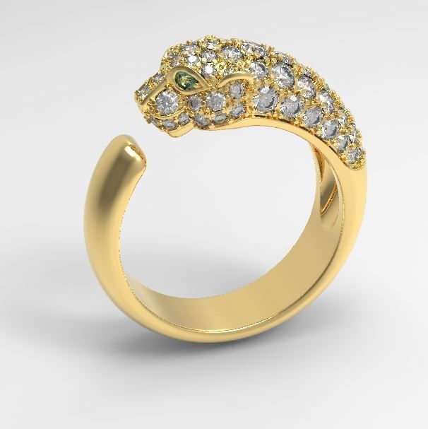 Panther ring replica brand 3D print model_3