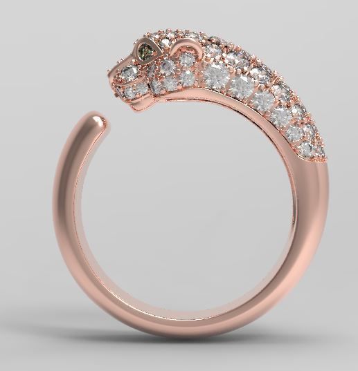 Panther ring replica brand 3D print model_7