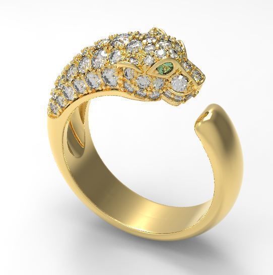 Panther ring replica brand 3D print model_13