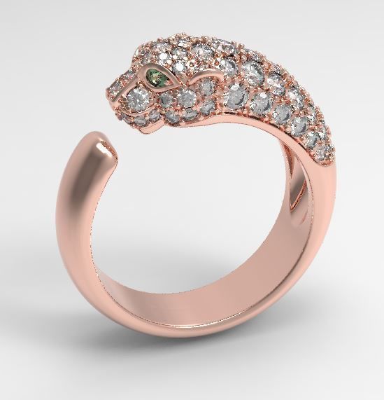Panther ring replica brand 3D print model_8