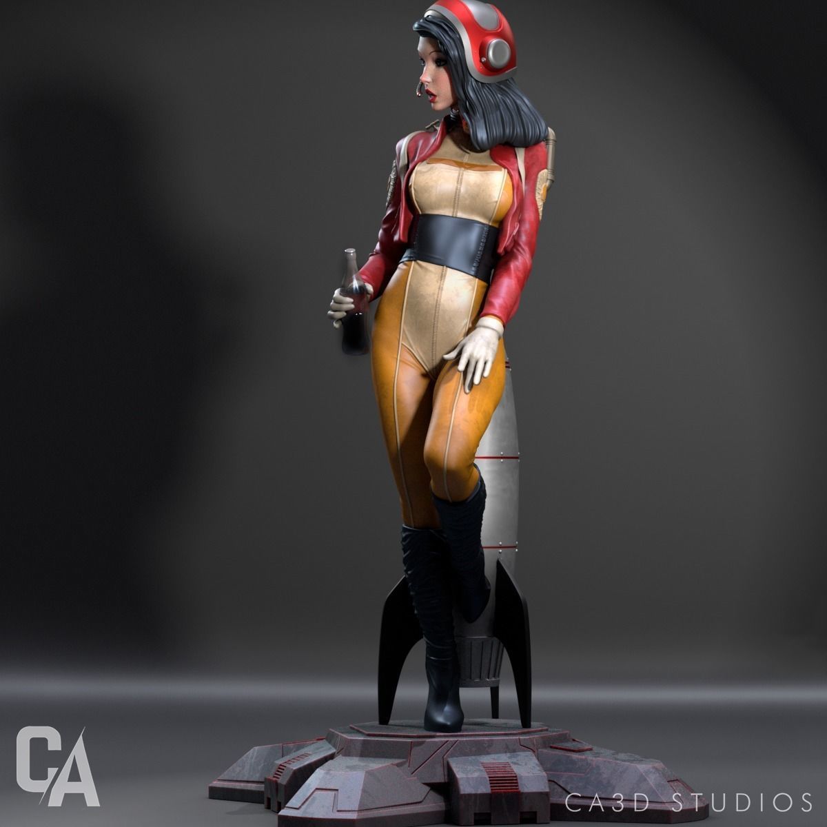 RETRO PINUP ASTRONAUT 3D PRINT 3D print model_2