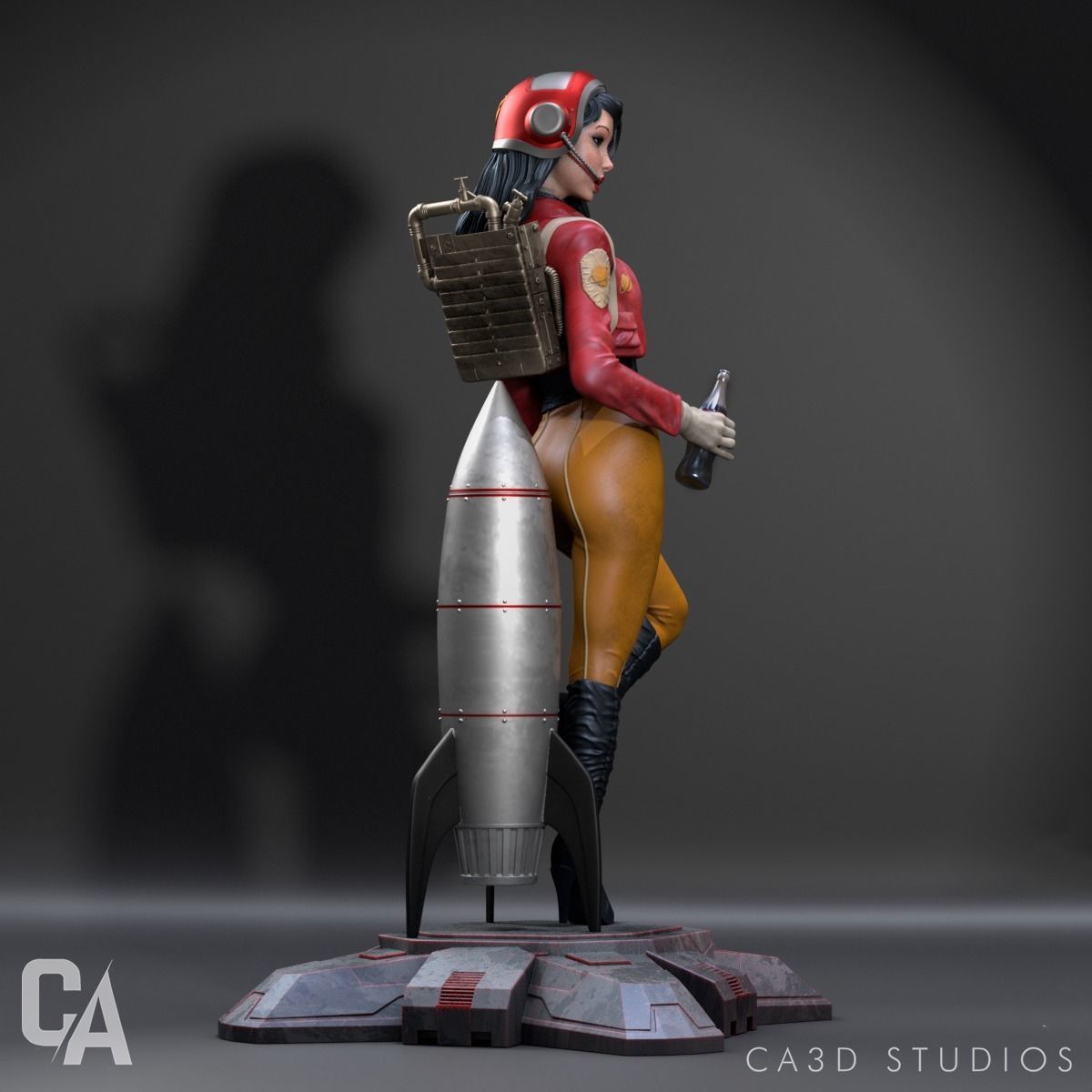 RETRO PINUP ASTRONAUT 3D PRINT 3D print model_4