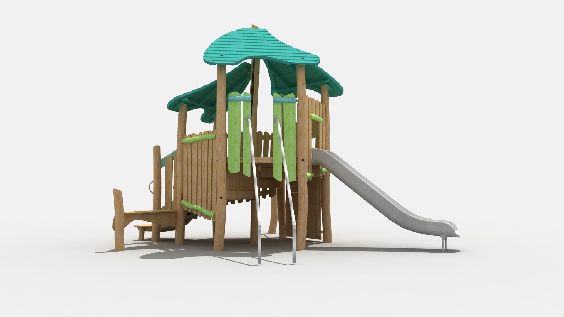 Log cabin theme playground 3D model_3