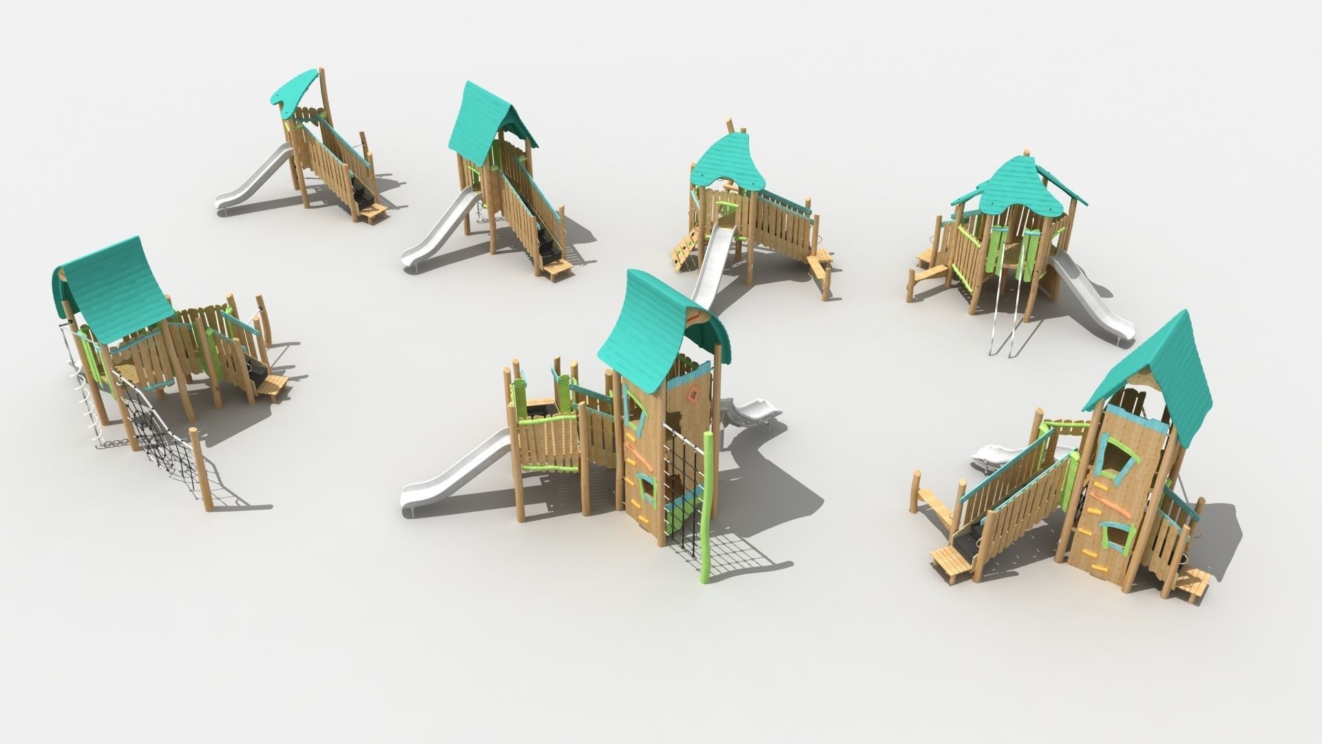 Log cabin theme playground 3D model_2