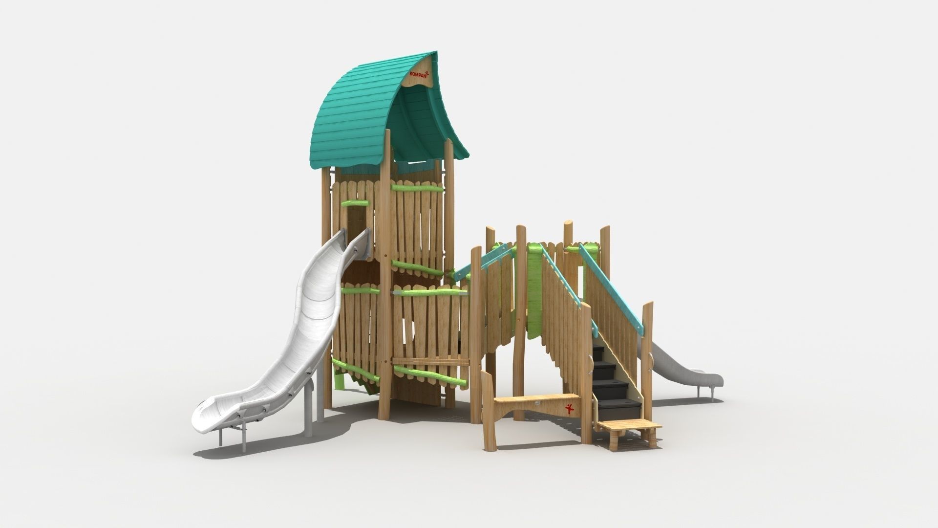 Log cabin theme playground 3D model_4