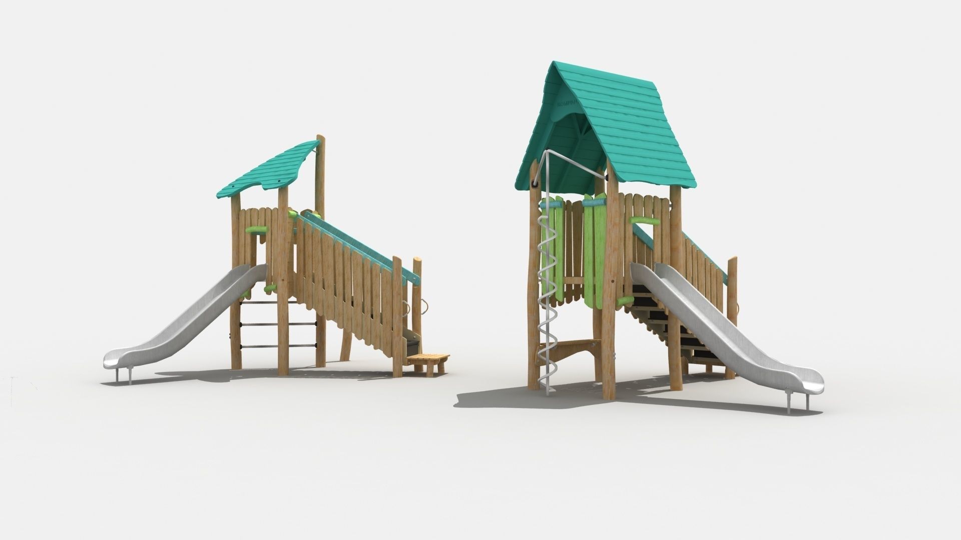 Log cabin theme playground 3D model_8