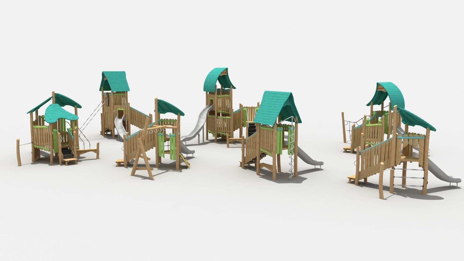 Log cabin theme playground 3D model_9