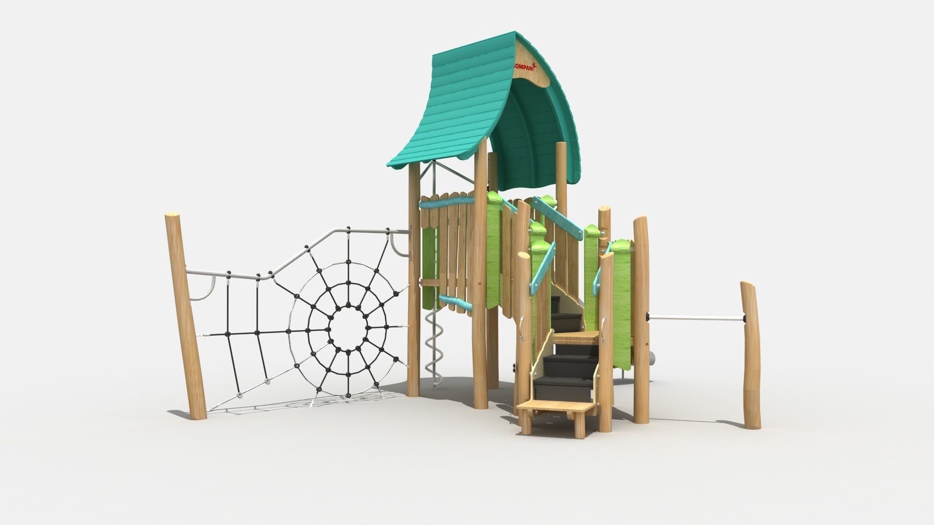 Log cabin theme playground 3D model_7