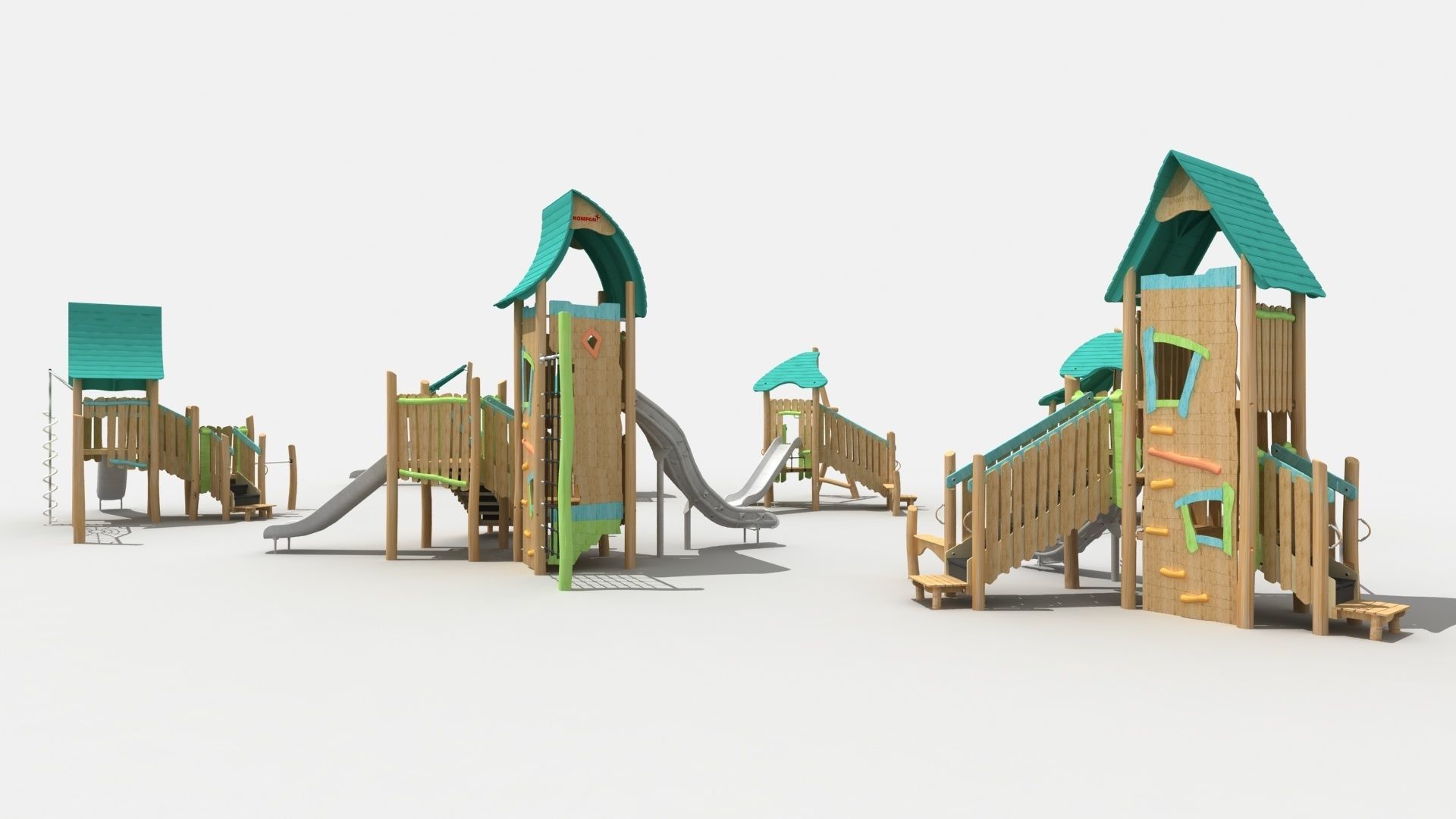 Log cabin theme playground 3D model_10