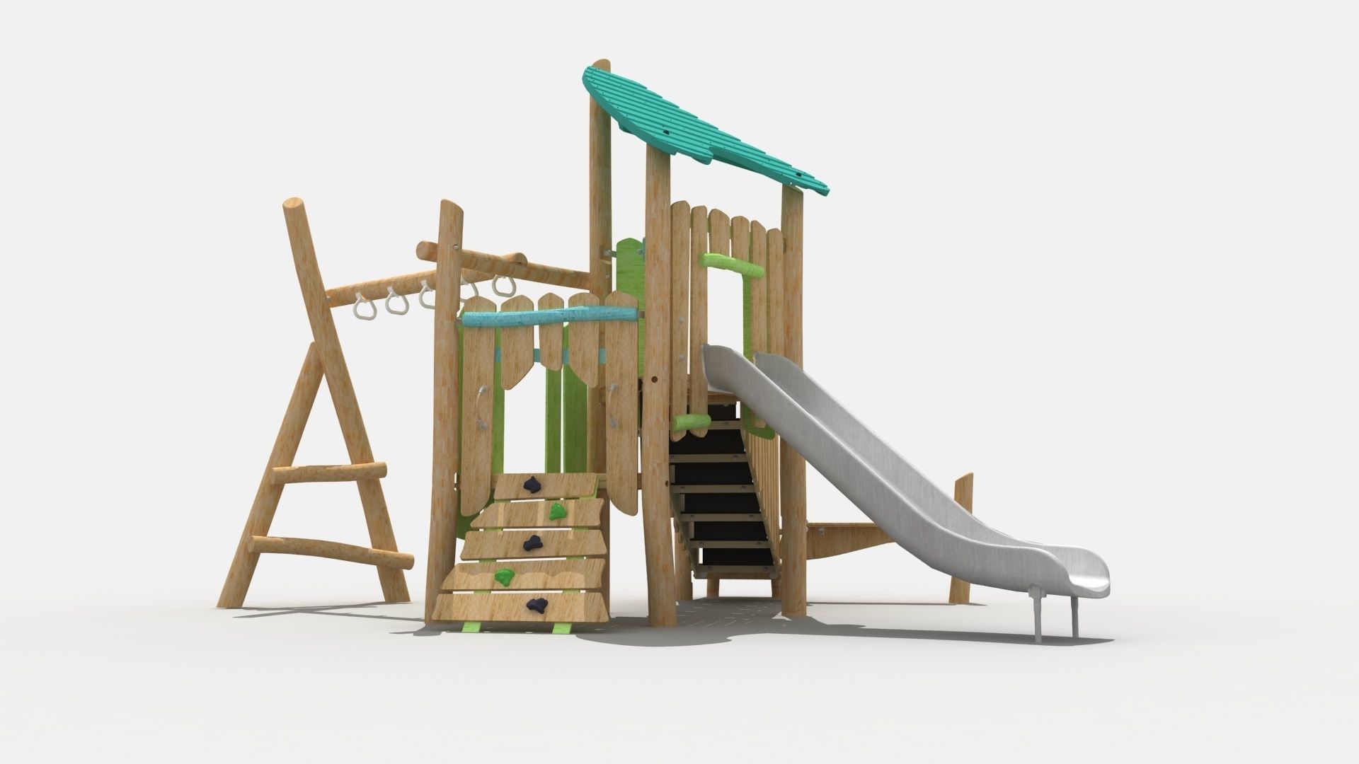 Log cabin theme playground 3D model_6