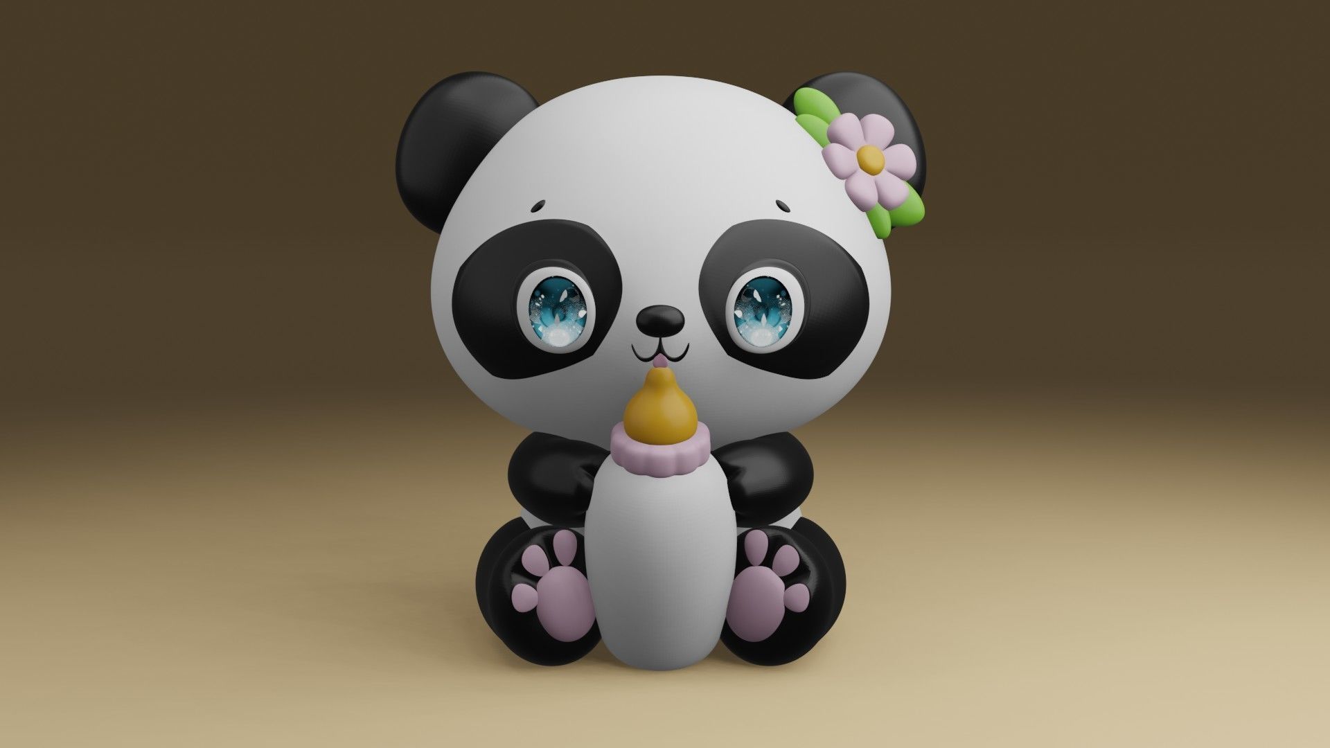 panda baby 3D print model_7