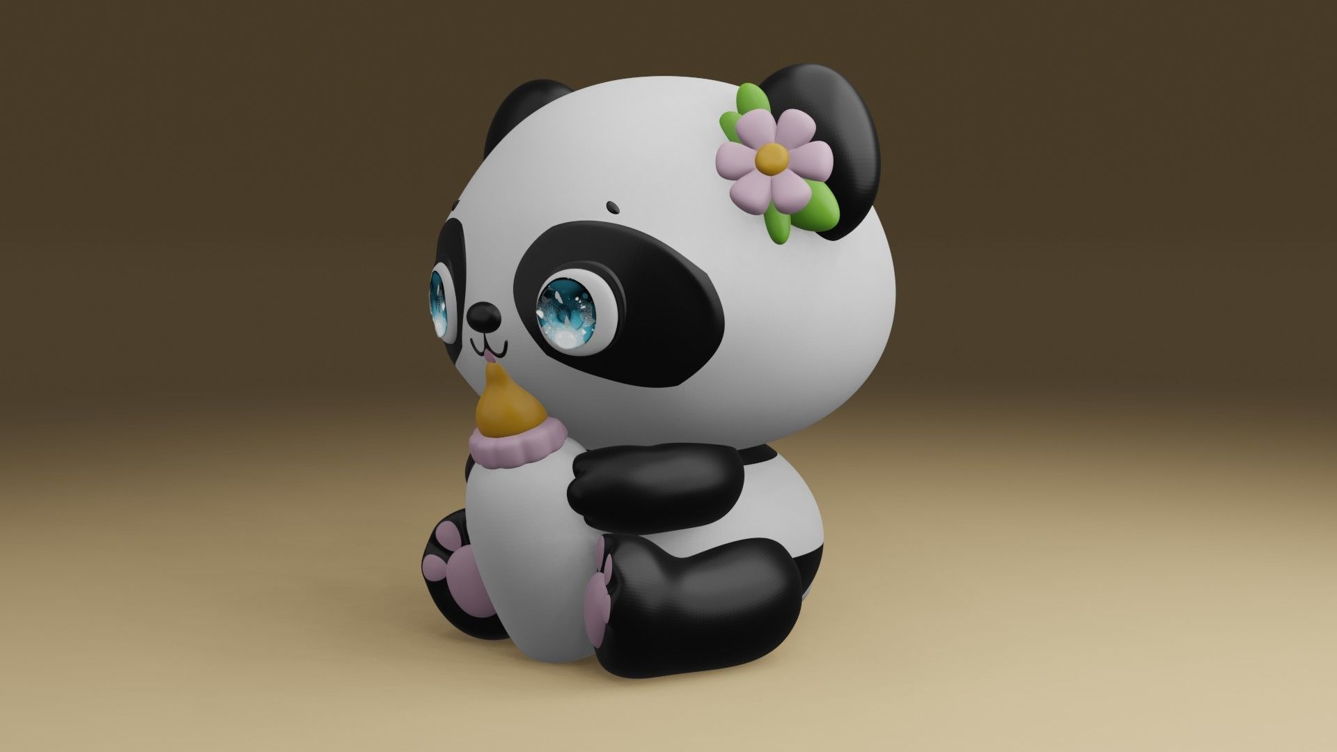 panda baby 3D print model_14
