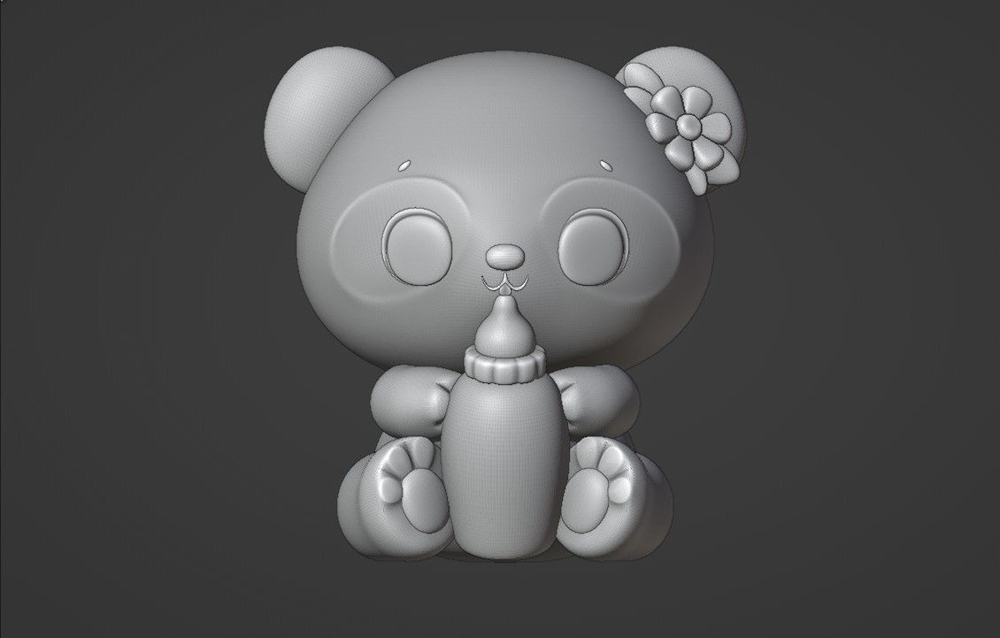 panda baby 3D print model_2