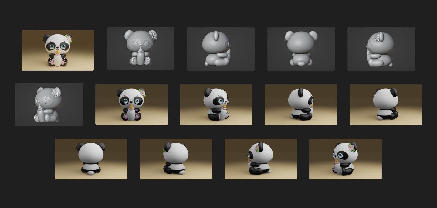 panda baby 3D print model_1