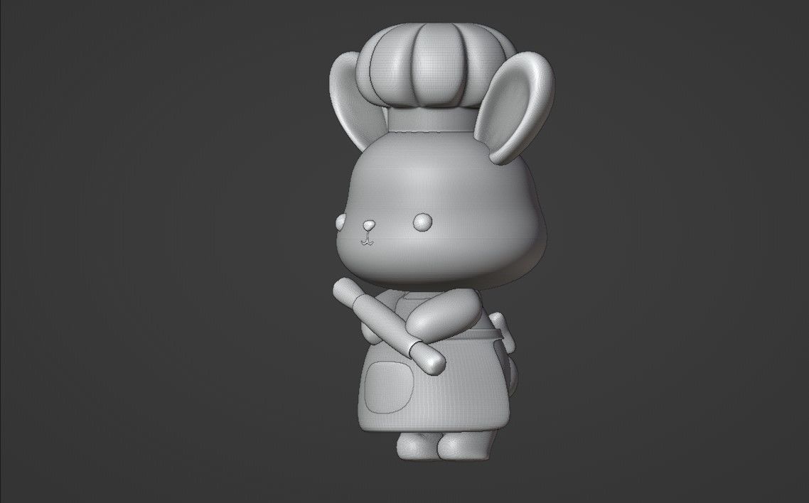 chef rabbit 3D print model_6