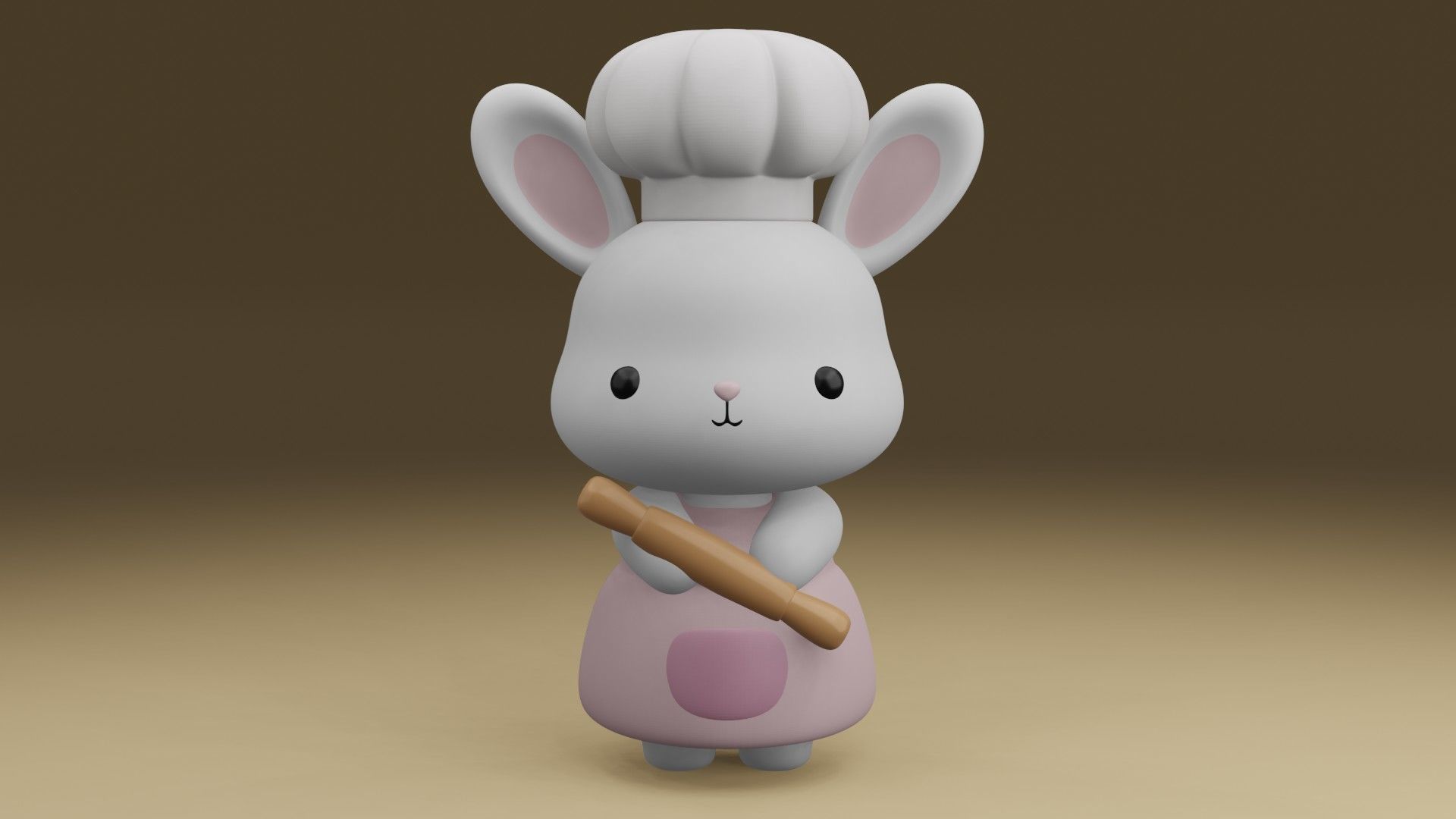 chef rabbit 3D print model_7