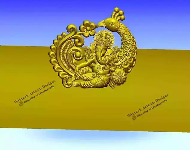 Ganesh ji with bel patti design 2d solid 3D print model