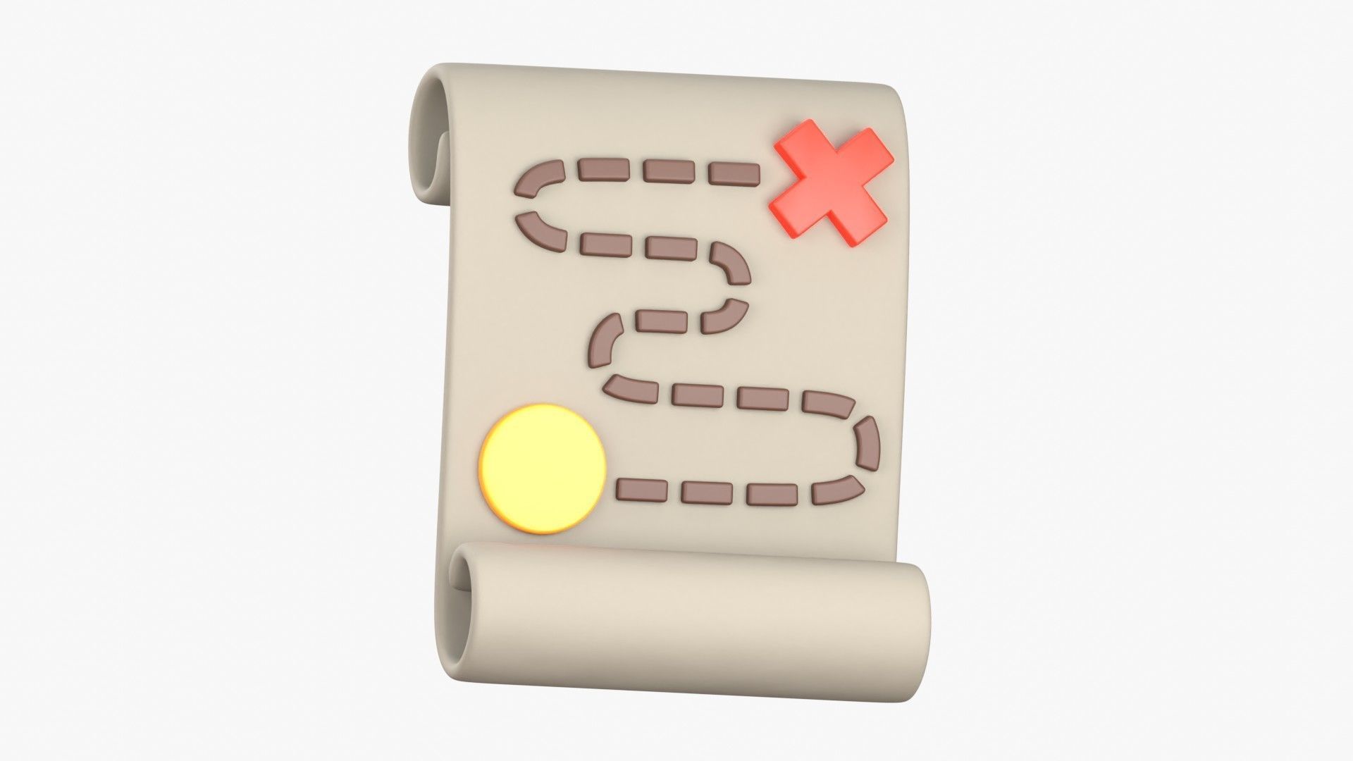 Map Treasure 3D Illustration 3D model_17