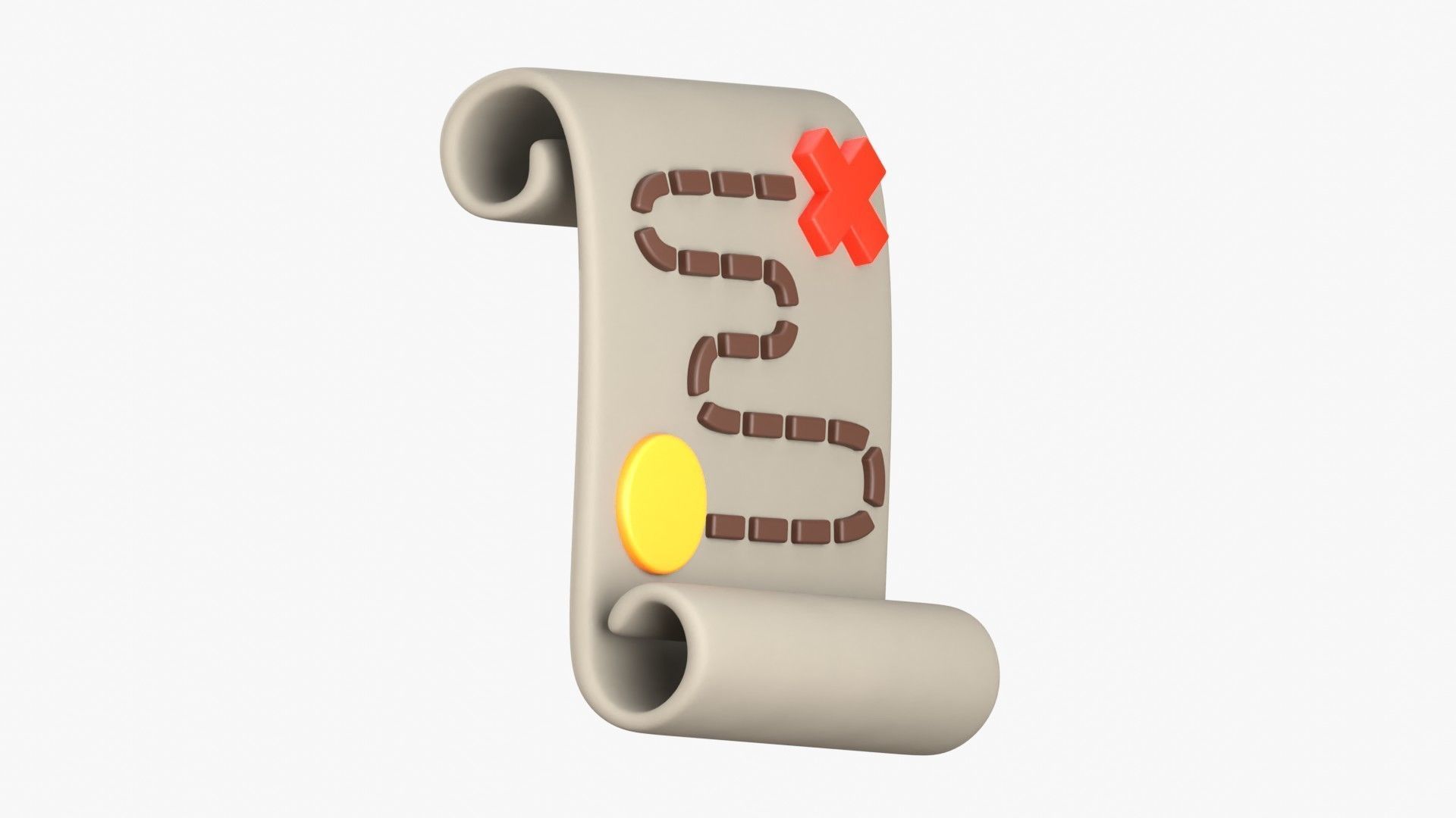 Map Treasure 3D Illustration 3D model_12