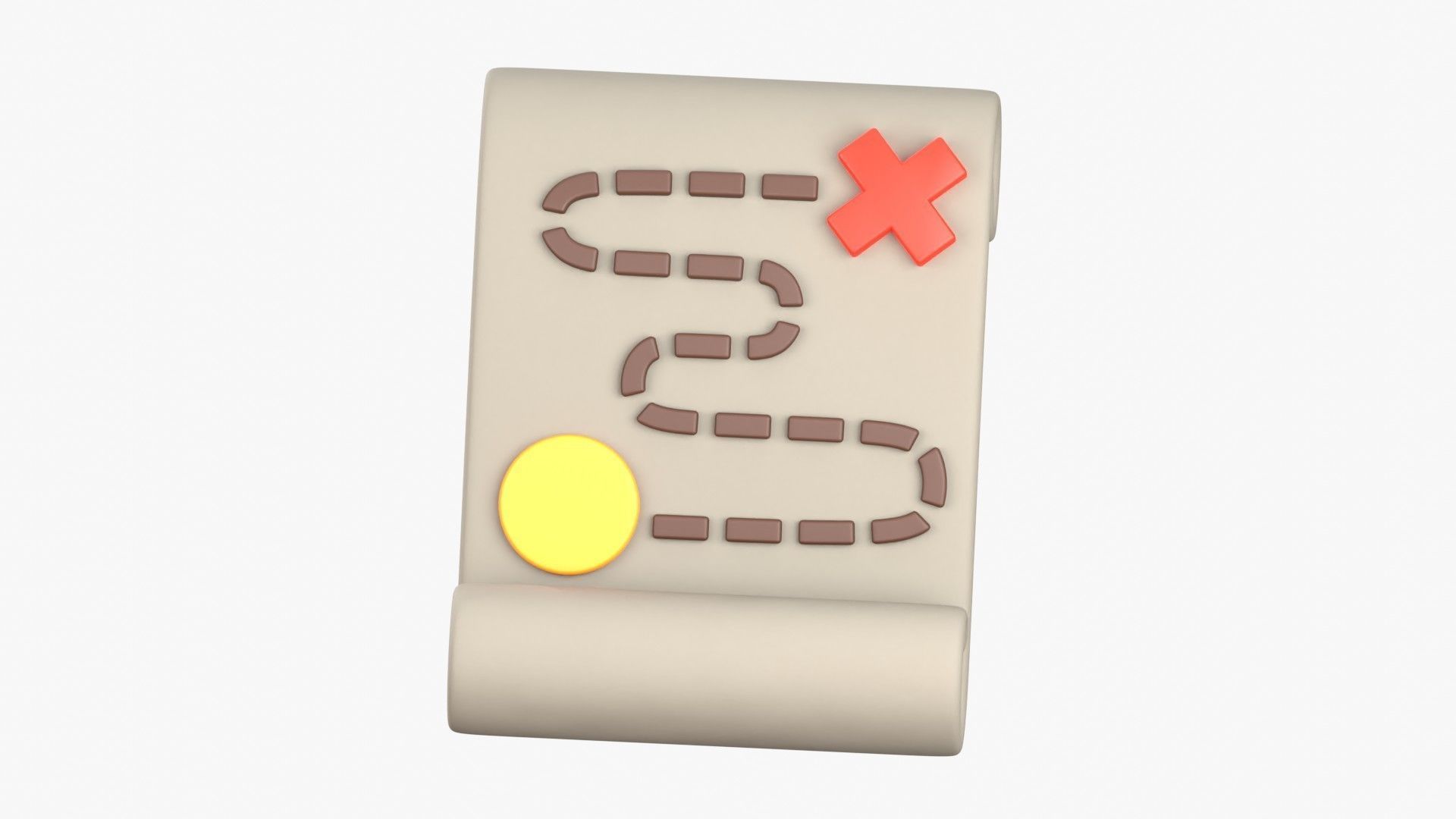 Map Treasure 3D Illustration 3D model_19