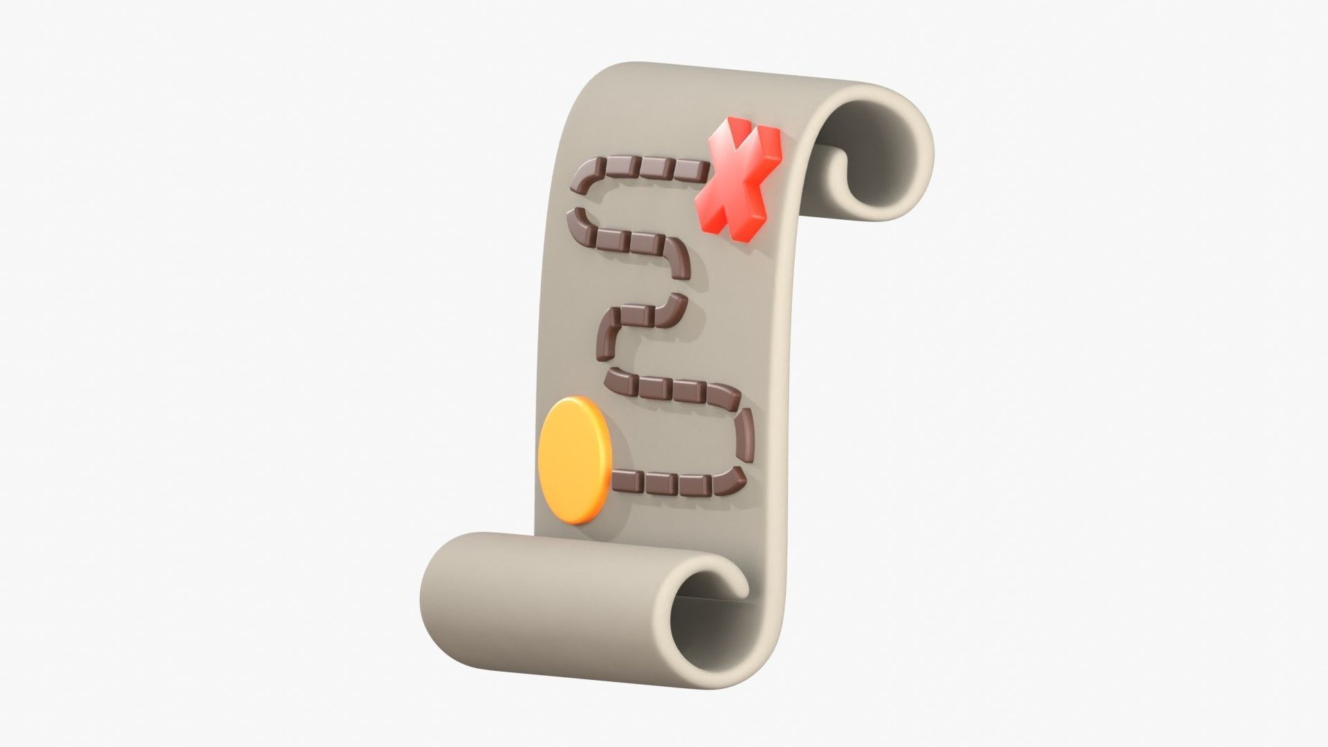 Map Treasure 3D Illustration 3D model_2