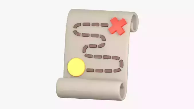 Map Treasure 3D Illustration