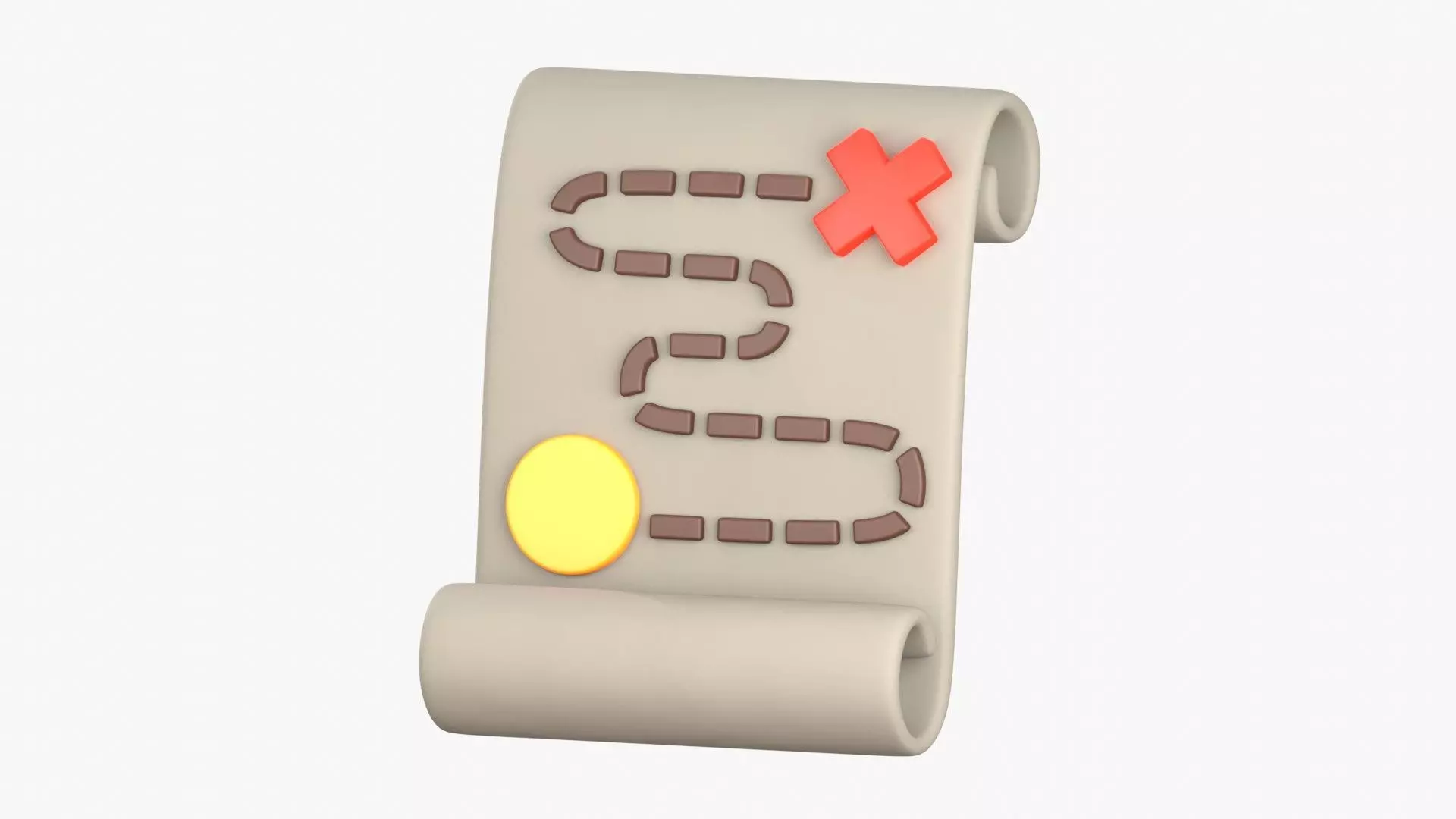 Map Treasure 3D Illustration 3D model_0