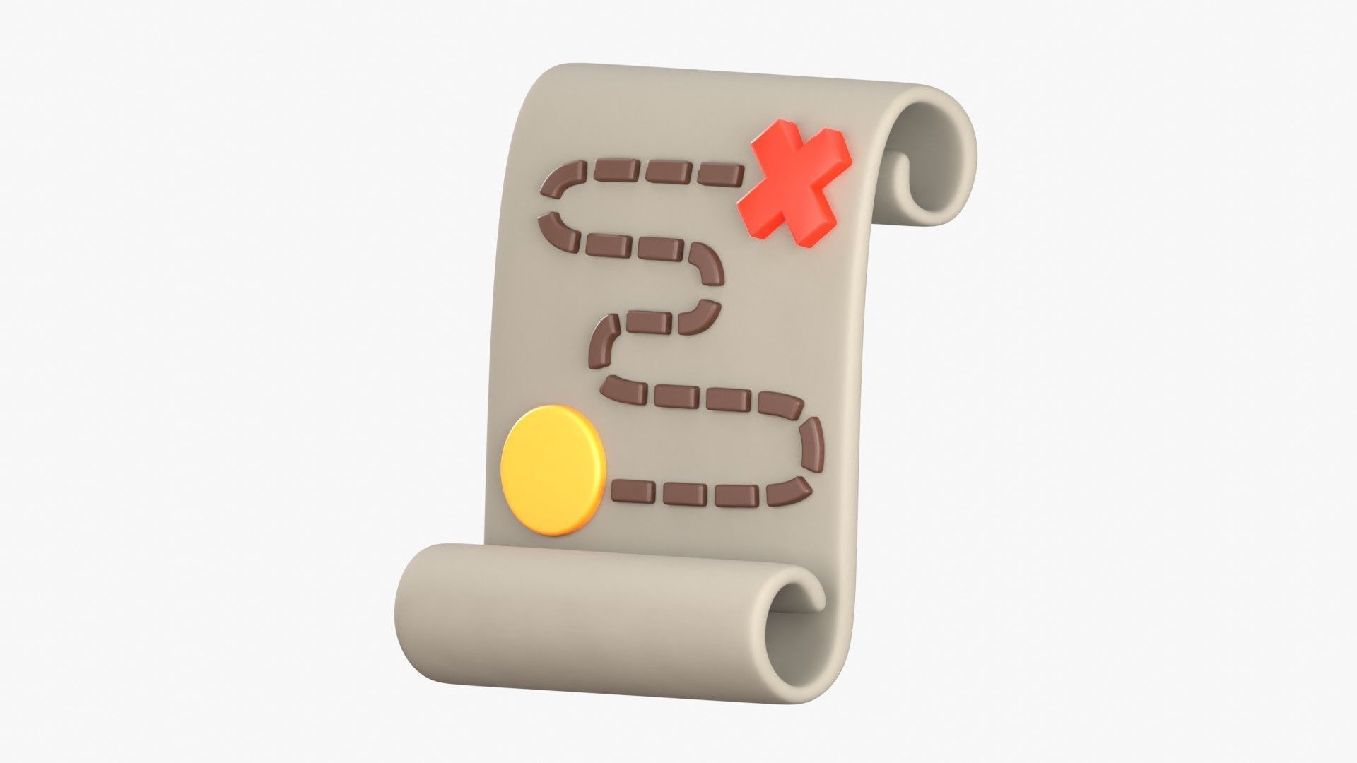 Map Treasure 3D Illustration 3D model_4