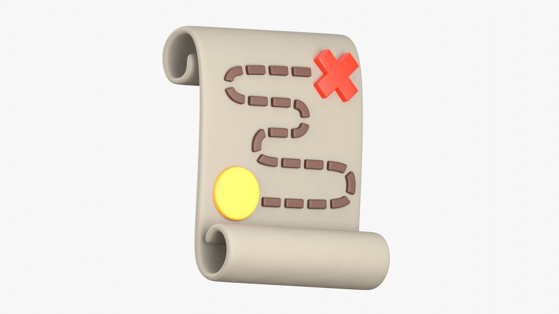 Map Treasure 3D Illustration 3D model_14