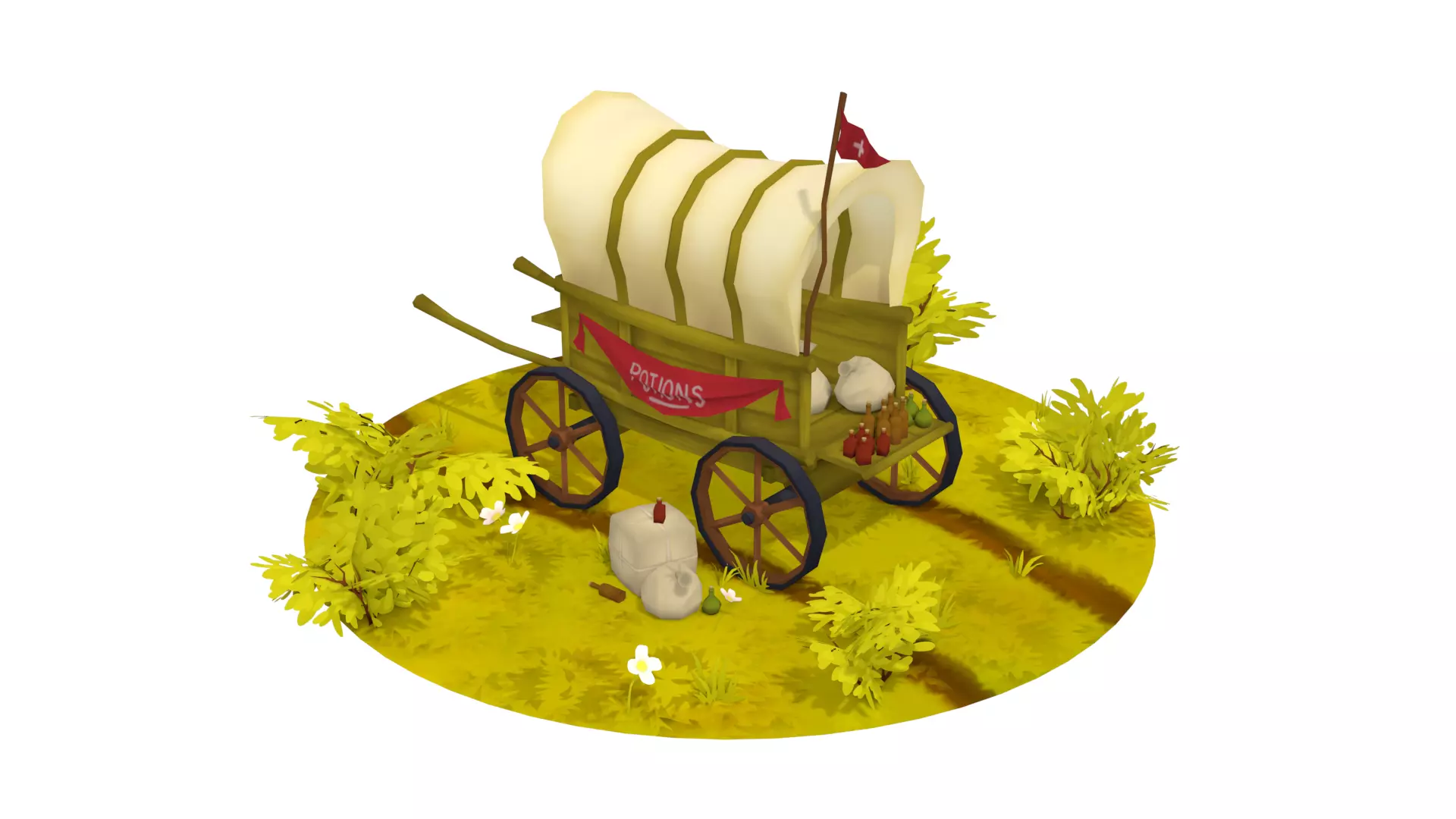Wagon - Hand Painted Low-poly 3D model