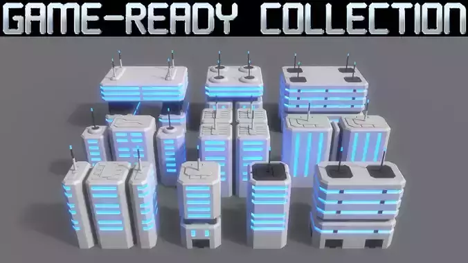 PBR Sci-Fi Building A 21-30 3D Model Collection PBR Sci-Fi Building A 21-30 3D Model Collection