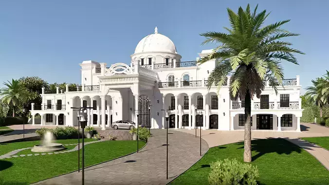 Grand Estate with Domed Roof 3D Model