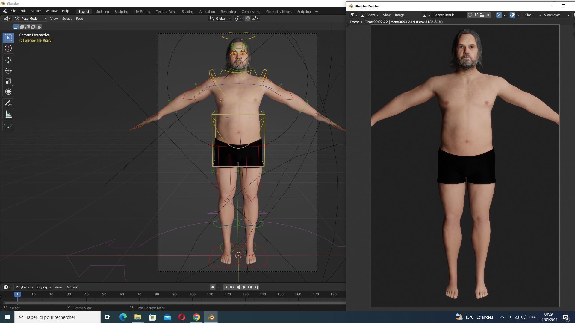 Realistic Fat Old Man Mid Age Low-poly 3D model_22