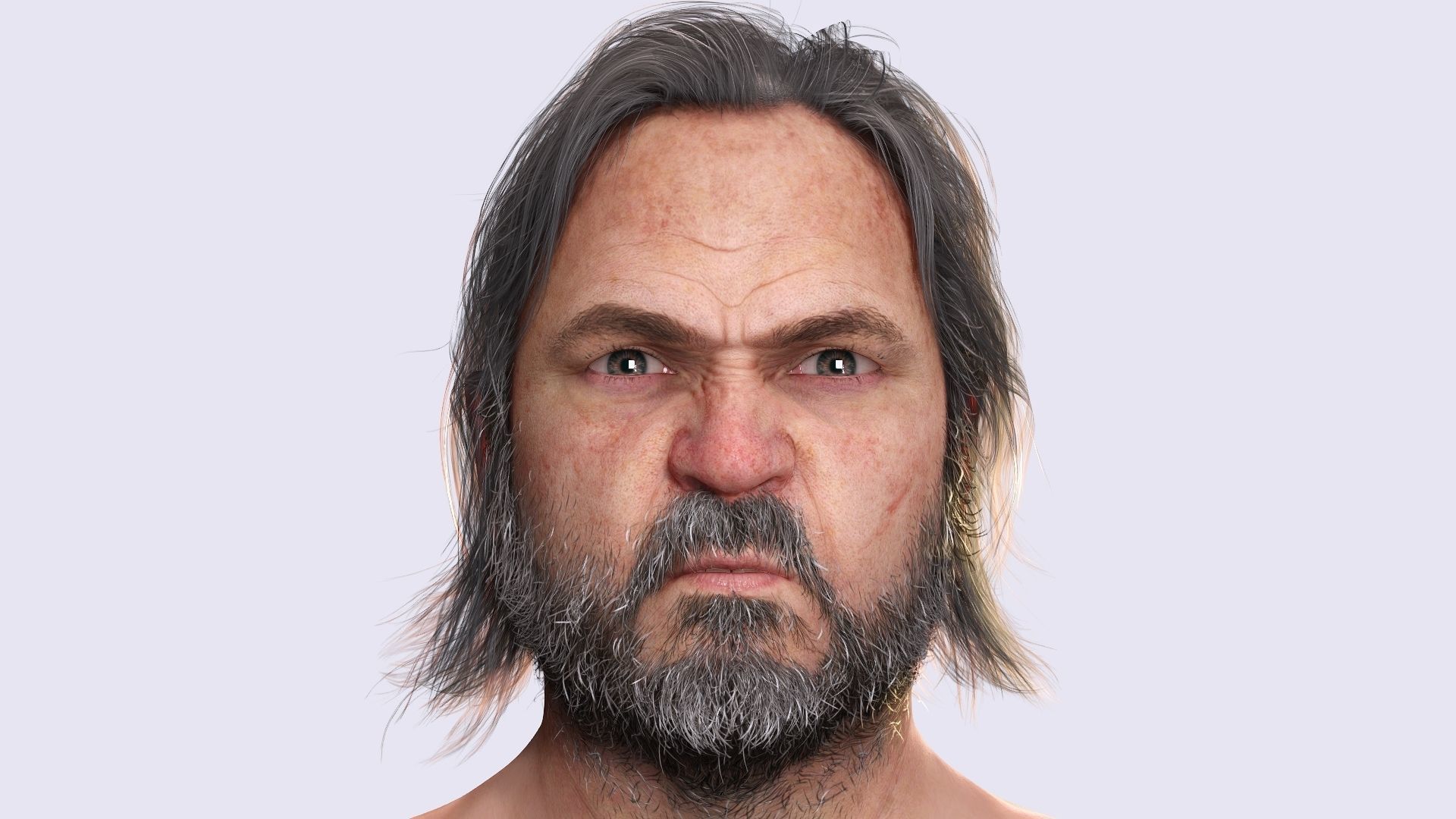 Realistic Fat Old Man Mid Age Low-poly 3D model_8