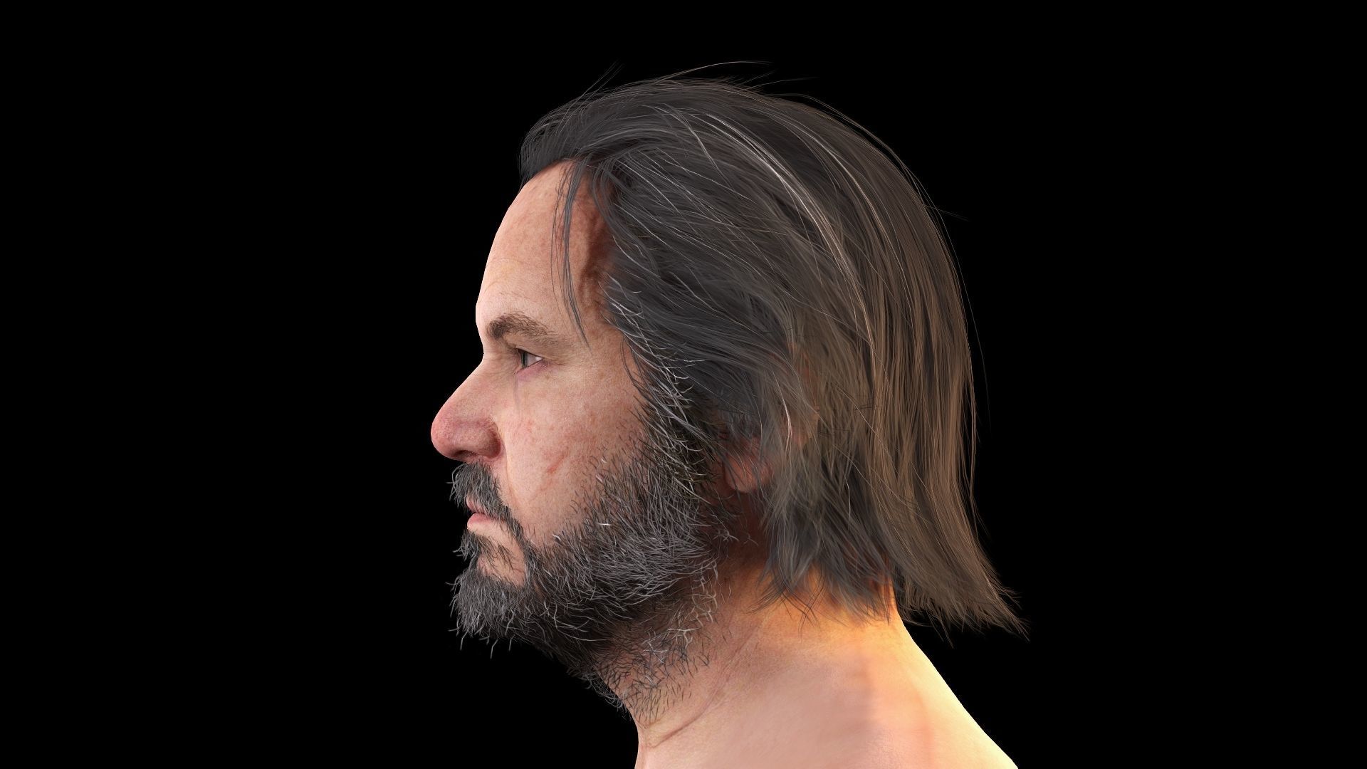 Realistic Fat Old Man Mid Age Low-poly 3D model_11