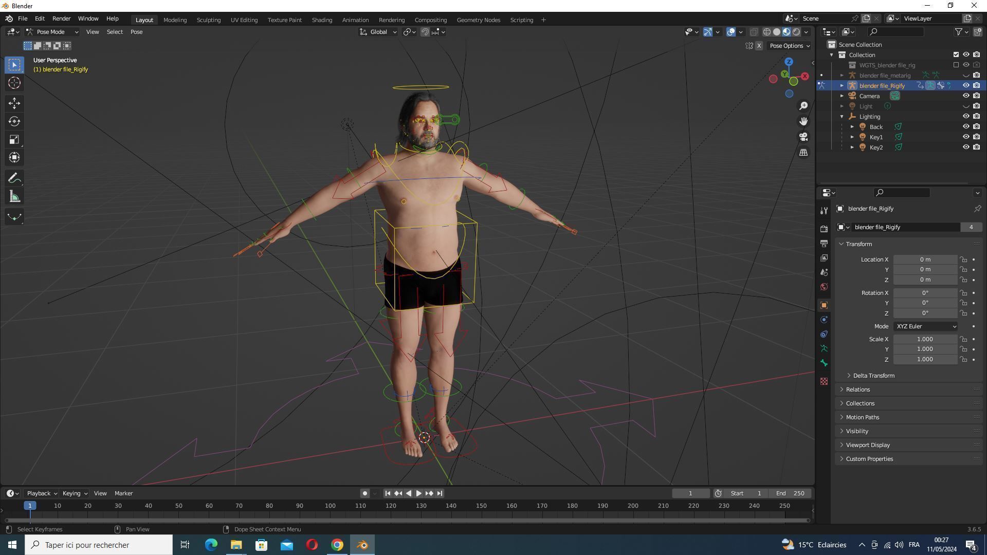 Realistic Fat Old Man Mid Age Low-poly 3D model_19