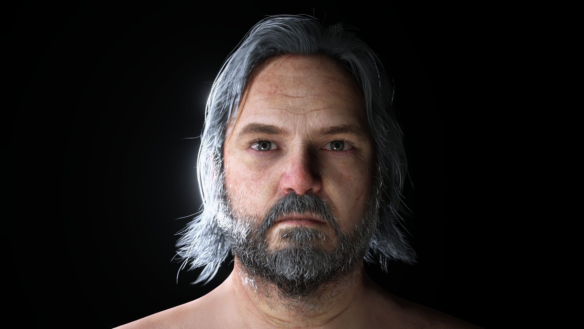 Realistic Fat Old Man Mid Age Low-poly 3D model_9