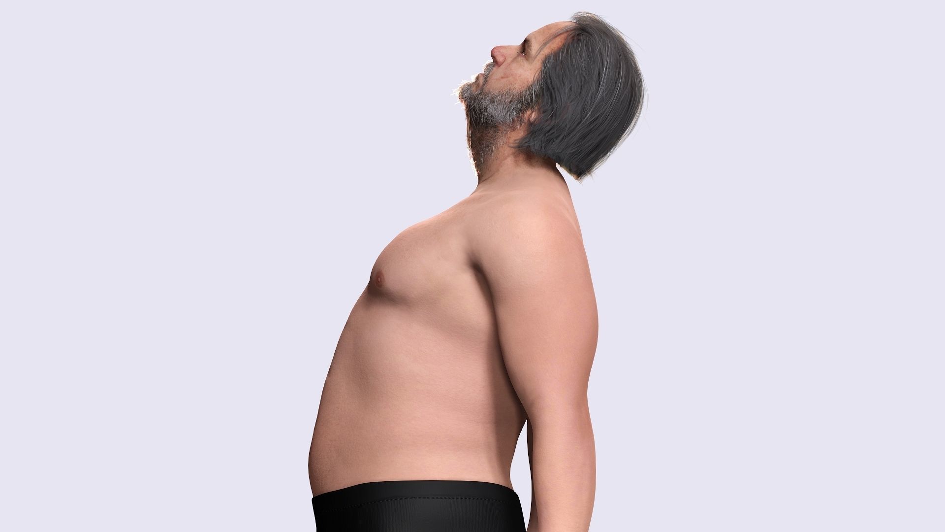 Realistic Fat Old Man Mid Age Low-poly 3D model_1