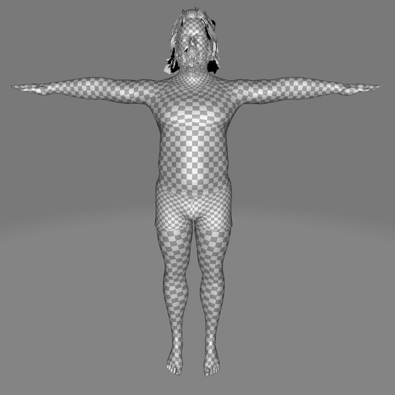 Realistic Fat Old Man Mid Age Low-poly 3D model_29