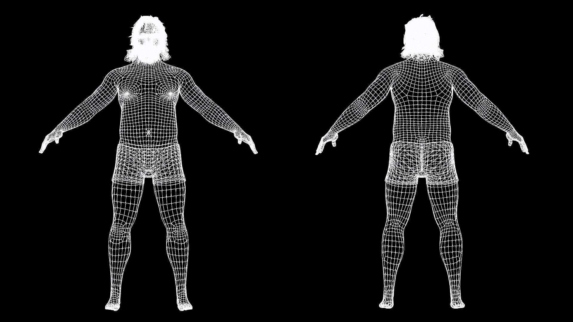 Realistic Fat Old Man Mid Age Low-poly 3D model_18