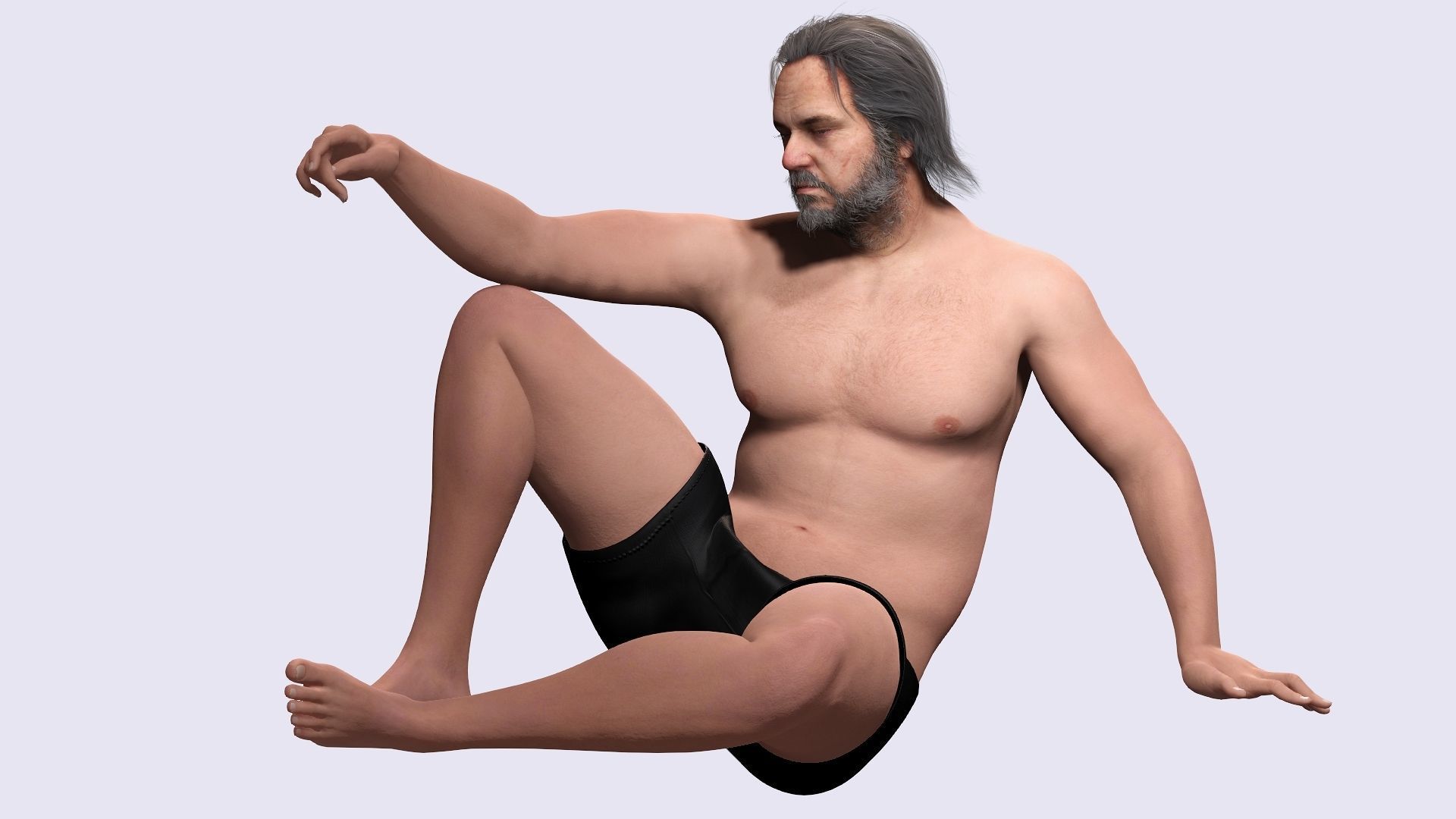 Realistic Fat Old Man Mid Age Low-poly 3D model_3