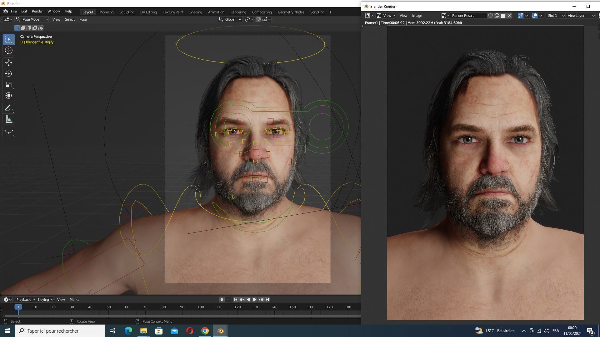 Realistic Fat Old Man Mid Age Low-poly 3D model_21