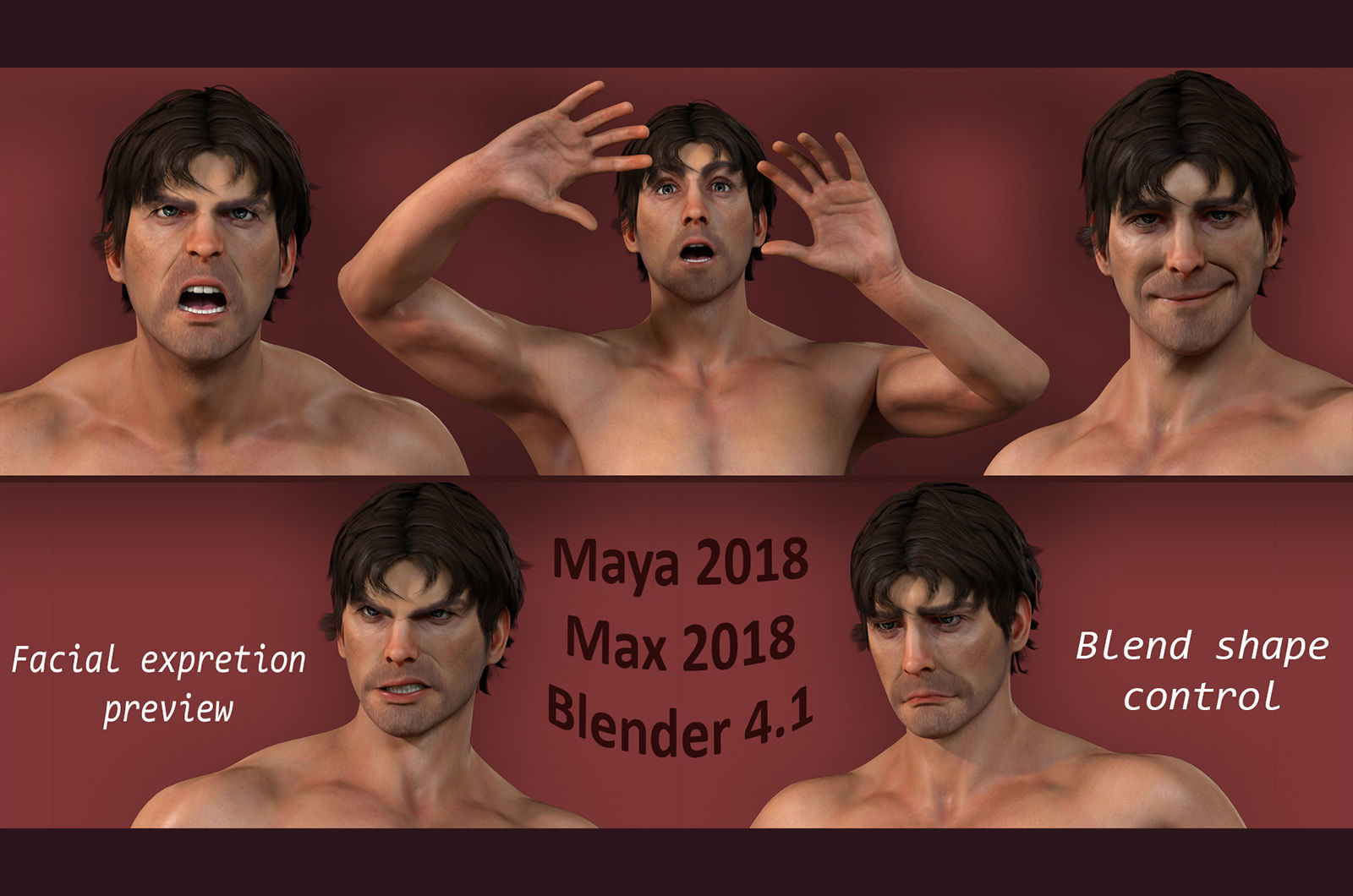 Male Base Rig Low-poly 3D model_9