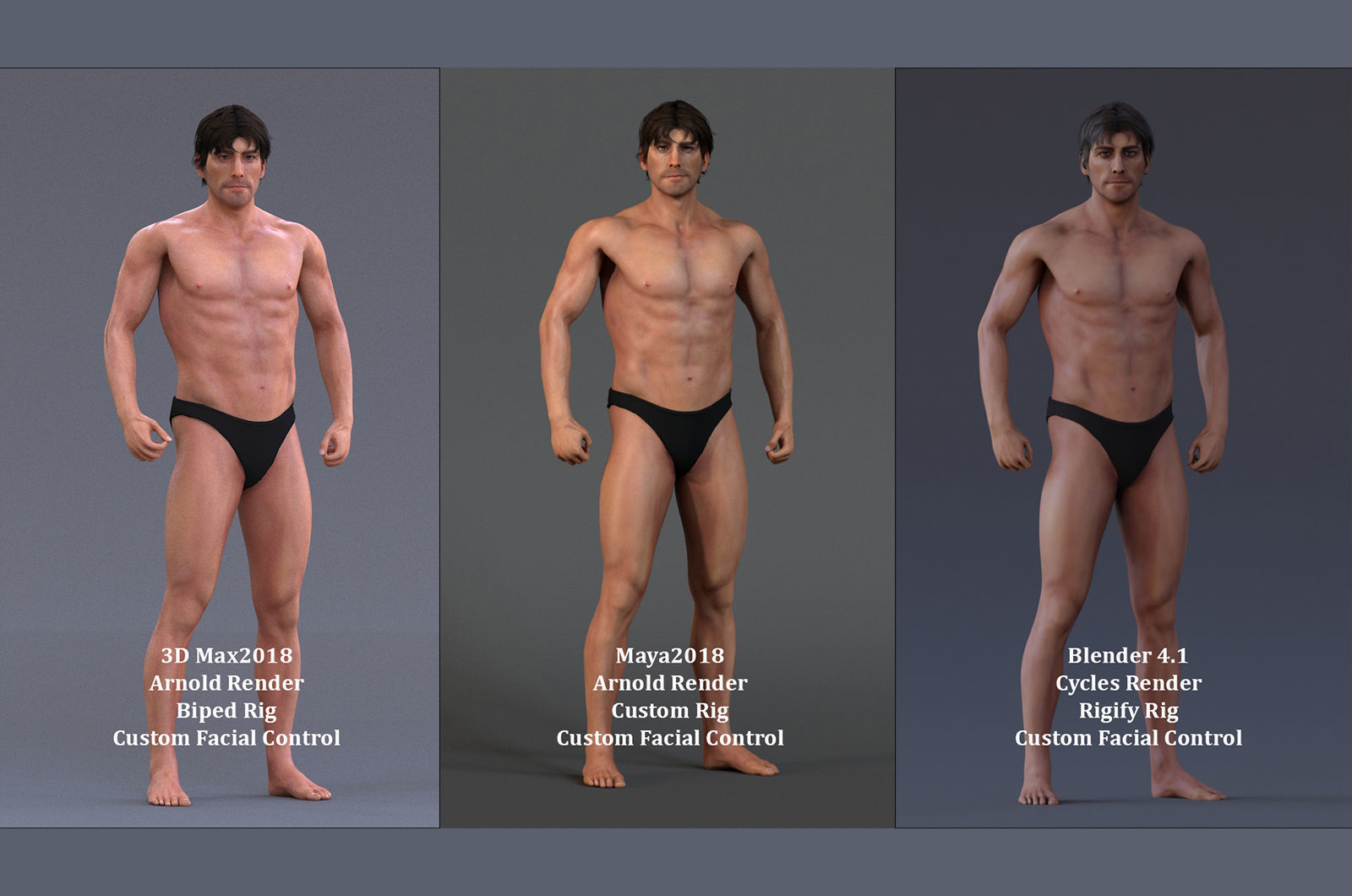 Male Base Rig Low-poly 3D model_8