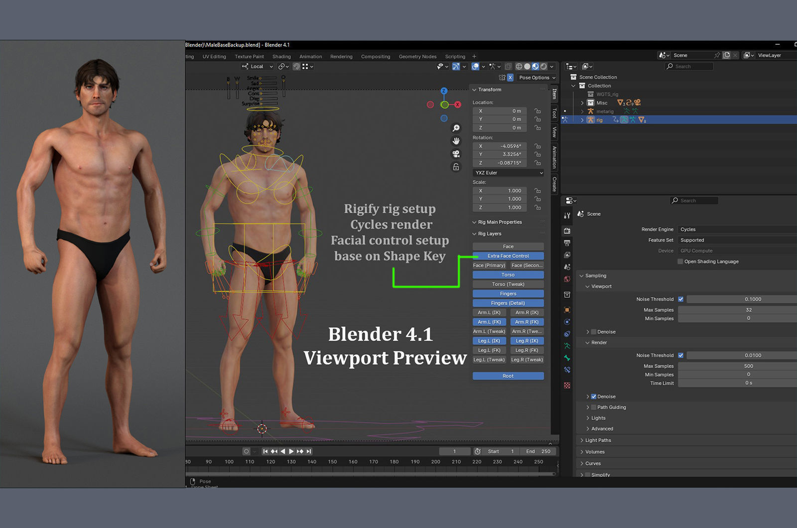 Male Base Rig Low-poly 3D model_14