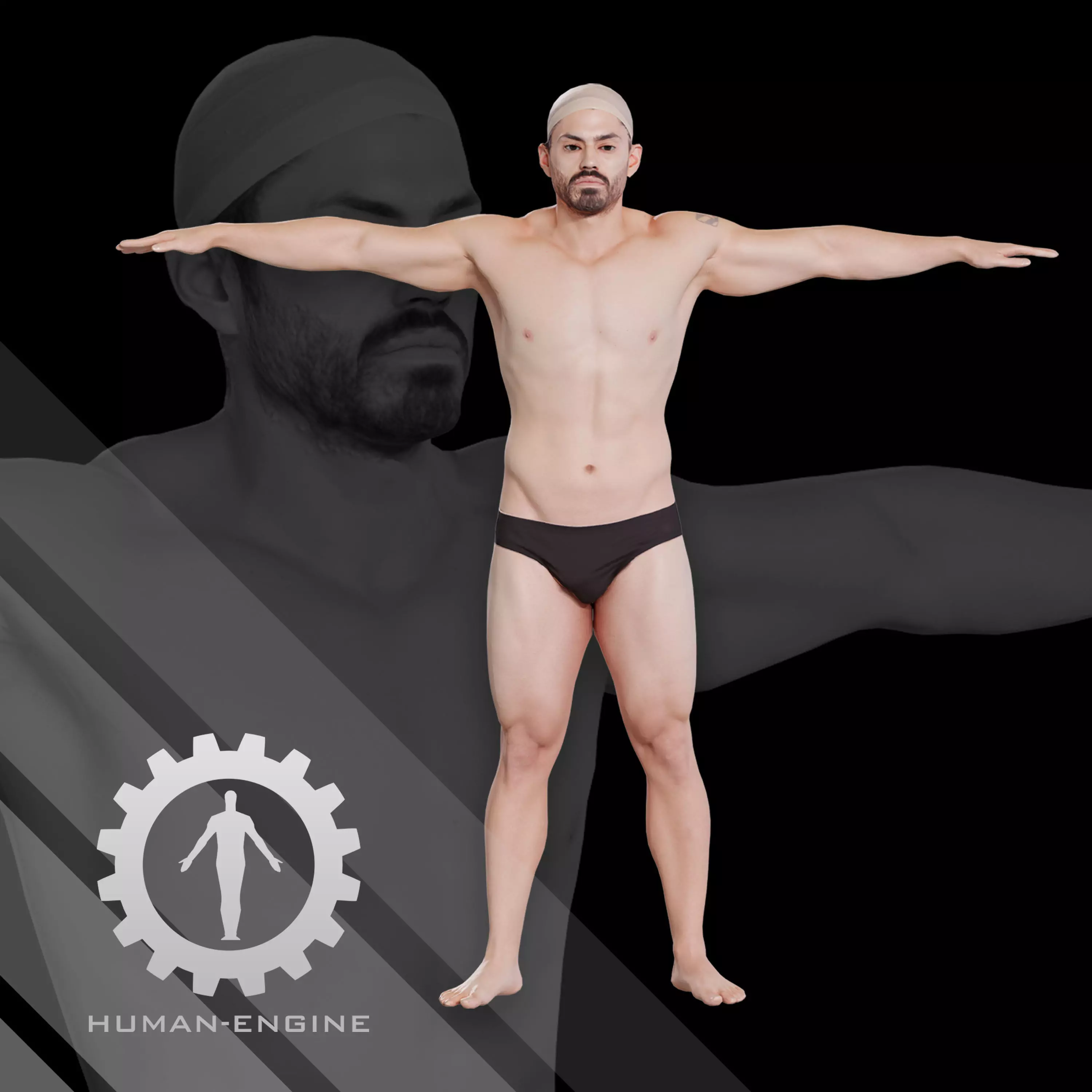 Male Scan - Victor T-pose Low-poly 3D model_0