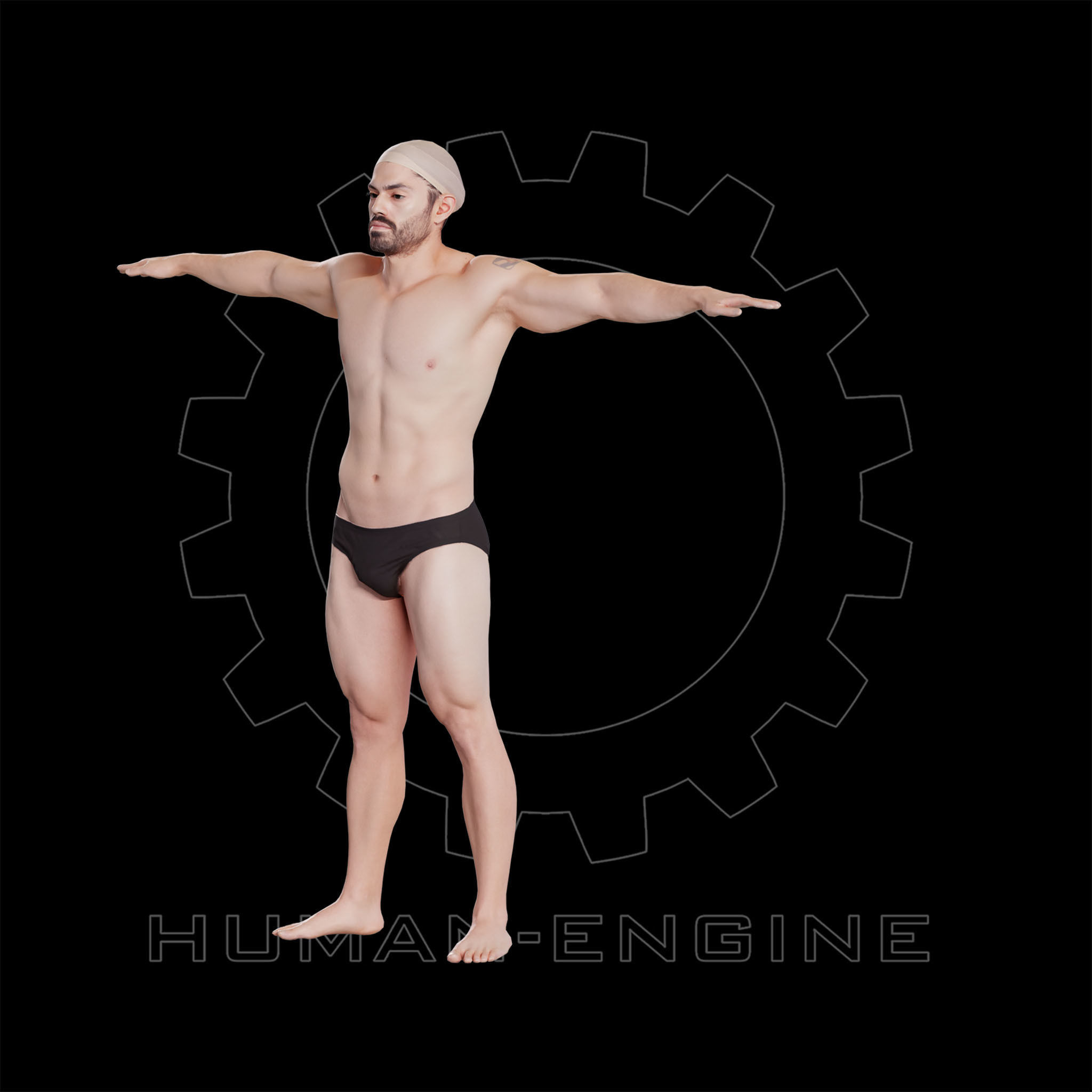 Male Scan - Victor T-pose Low-poly 3D model_7