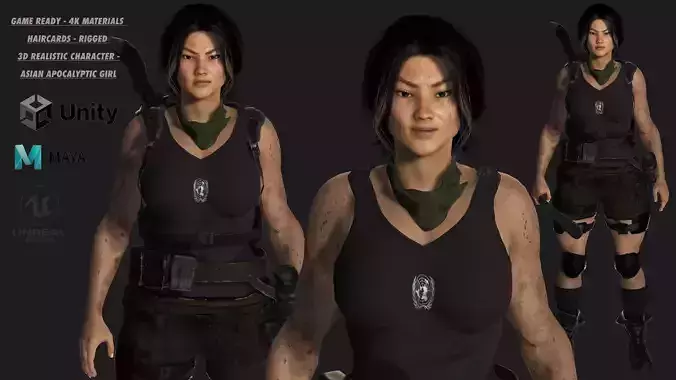 AAA 3D REALISTIC FEMALE CHARACTER -ASIAN SURVIVOR APOCALYPTIC 6